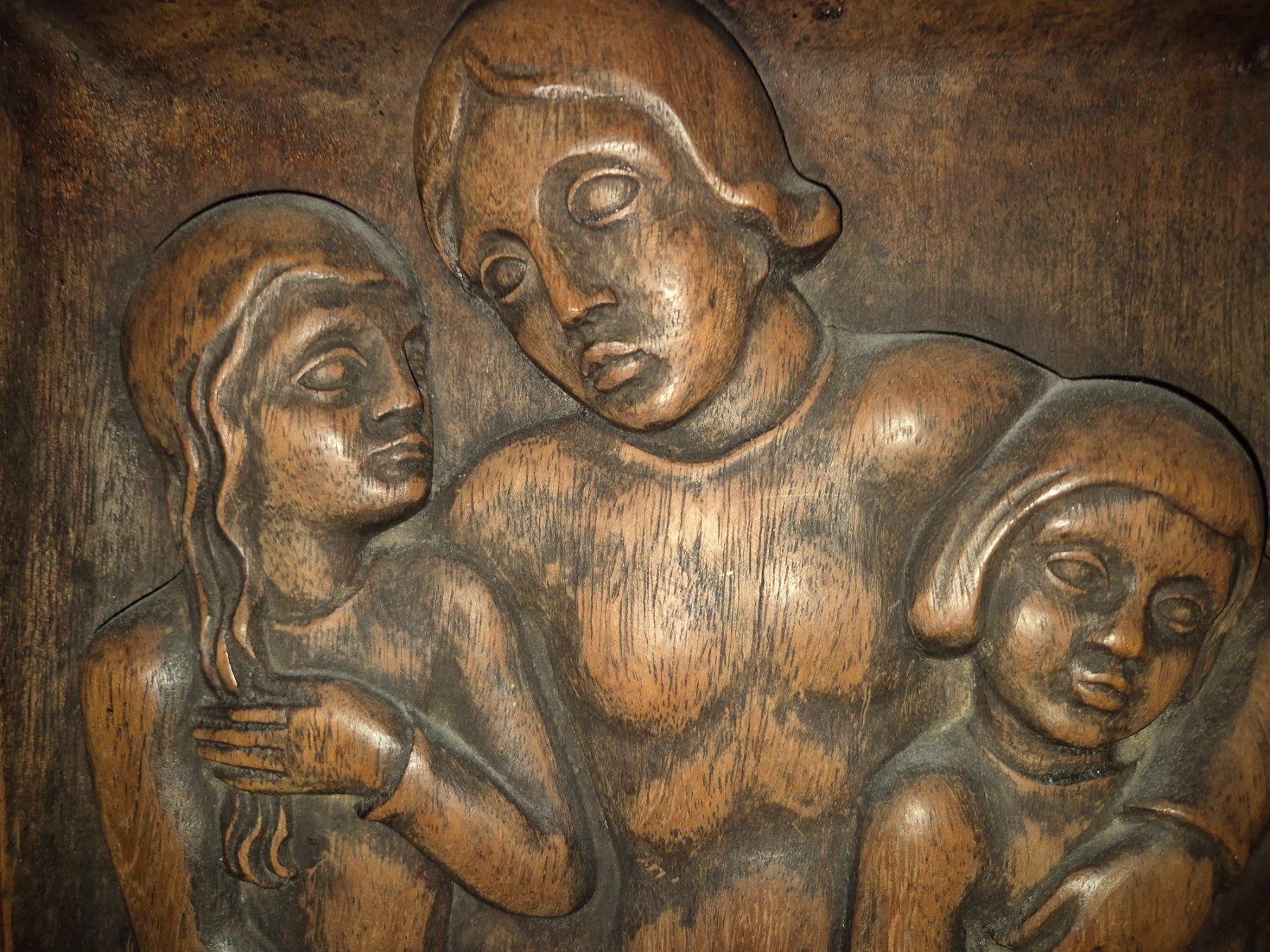 Skulpturen & Statuen: Holzskulptur; Mutter mit Kindern – Gebraucht aus Steinach von ACMO32O 2