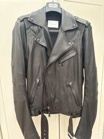 Edle BALMAIN Biker Lederjacke Gr. M/48 schwarz