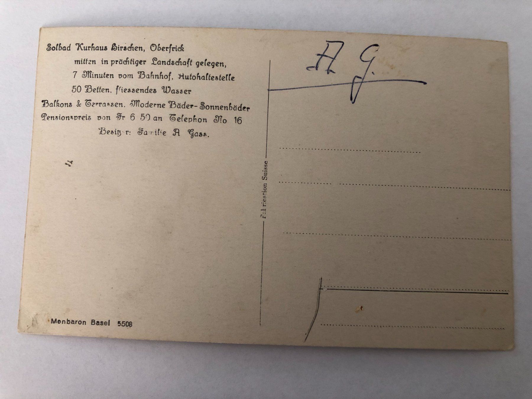 Cartes postales: Solbad Hotel Hirschen Kurhaus Oberfrick – D'occasion à Pfäffikon ZH par Waltoversand 1