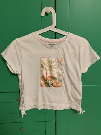 PANTALOONS Cropped T-Shirt weiss mit Palme Gr. 158/164