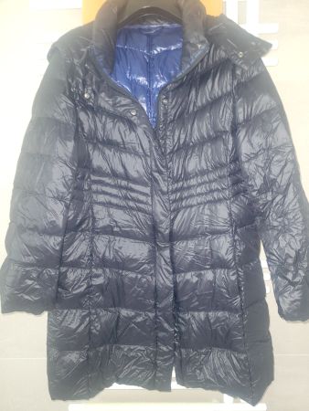 Manteau doudoune bleu marine à capuche