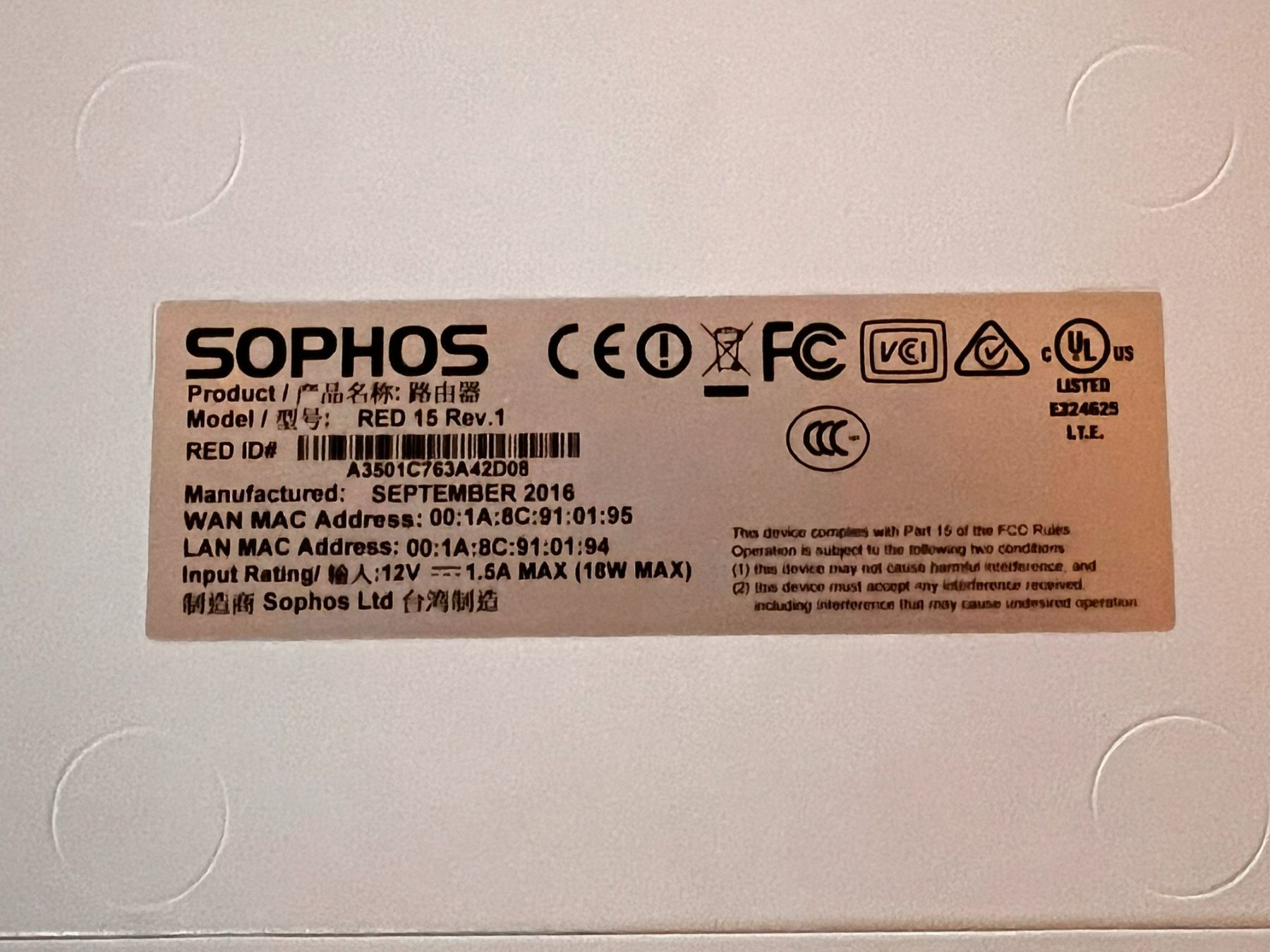 Sophos Firewall: Sophos RED 15 Rev. 1 – Usato da Sarmenstorf venduto da nicokoechli 3