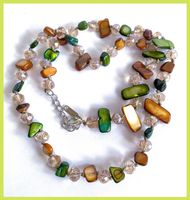 SALE NEU 64CM! ECHTE PERLMUTTPERLEN MULTICOLOR UND SWAROVSKI