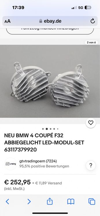 BMW Tutti pezzi di ricambio auto: BMW ABBIEGELICHT LED-MODUL L & R 63117379920 – Usato da uster venduto da automen 1