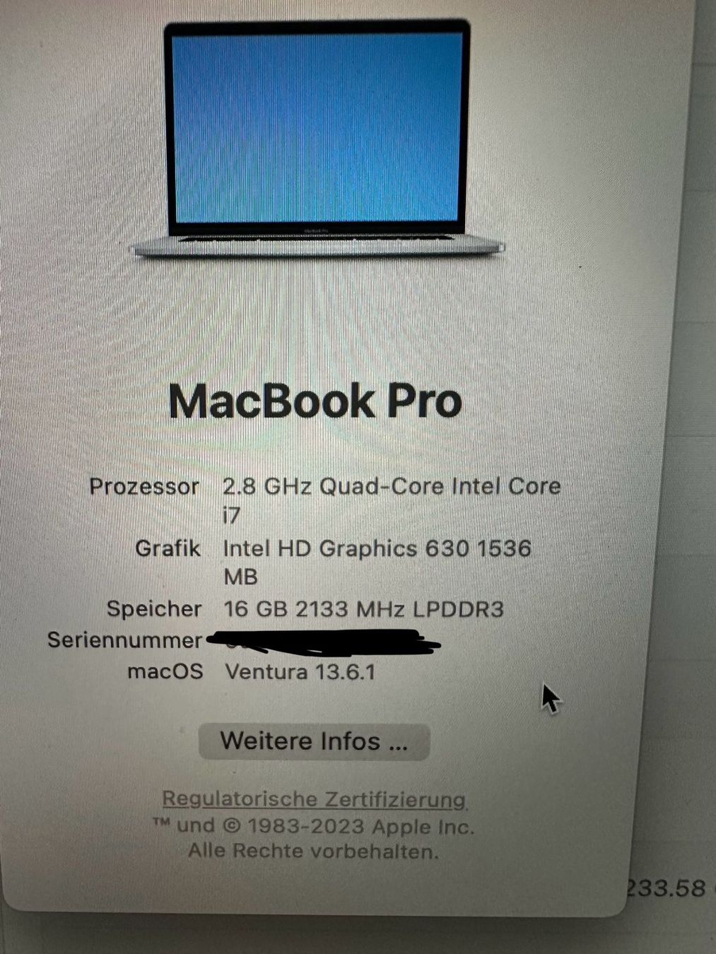 Apple Notebook: Macbook Pro 15‘‘ - 2017 mit Touchbar - 256 GB – Usato da Schmerikon venduto da AlbaB 4