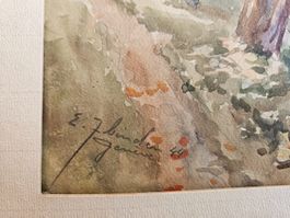 Ellis Zbinden Aquarelle signée et datée 1944 Genève Vintage