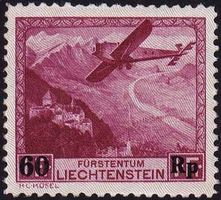 1935 LIE, Flugpostmarke Aushilfsausgabe Nr. F16 postfr.**.
