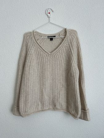 Damen Pullover Amisu beige V-Ausschnitt 
