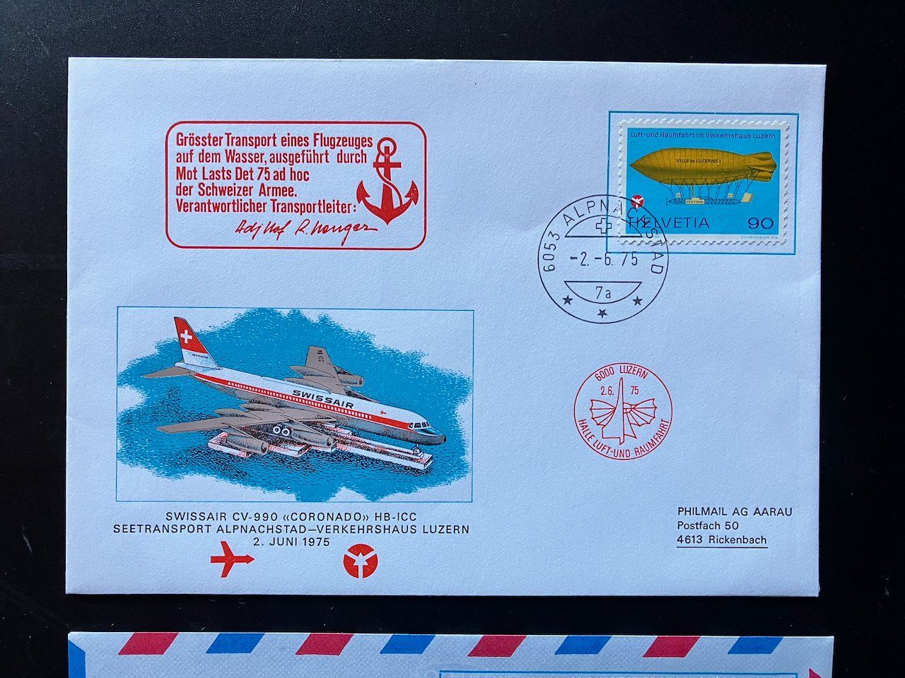 Alle Briefmarken: 2 Aviatikbelege 1975 – Gebraucht aus Nesslau von zueri6 1
