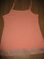 Träger - Shirt hellorange mit nudefarbene Spitze Gr. XL (14)