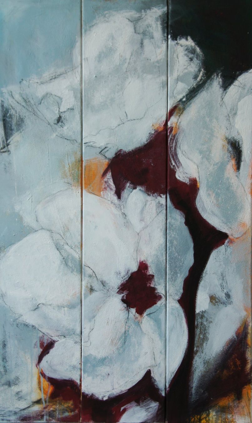 Dipinti: Triptychon Original-Gemälde, Winterblume, Acryl-Mischtechnik – Nuovo (secondo la descrizione) da Hombrechtikon venduto da Mylaine