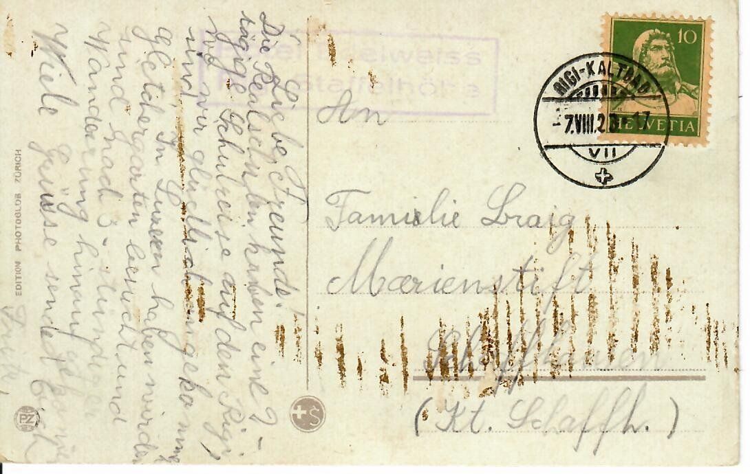 Ansichtskarten: Rigi Känzeli mit Kiosk 1923 – Gebraucht aus Hochdorf von Ziegel-16 1