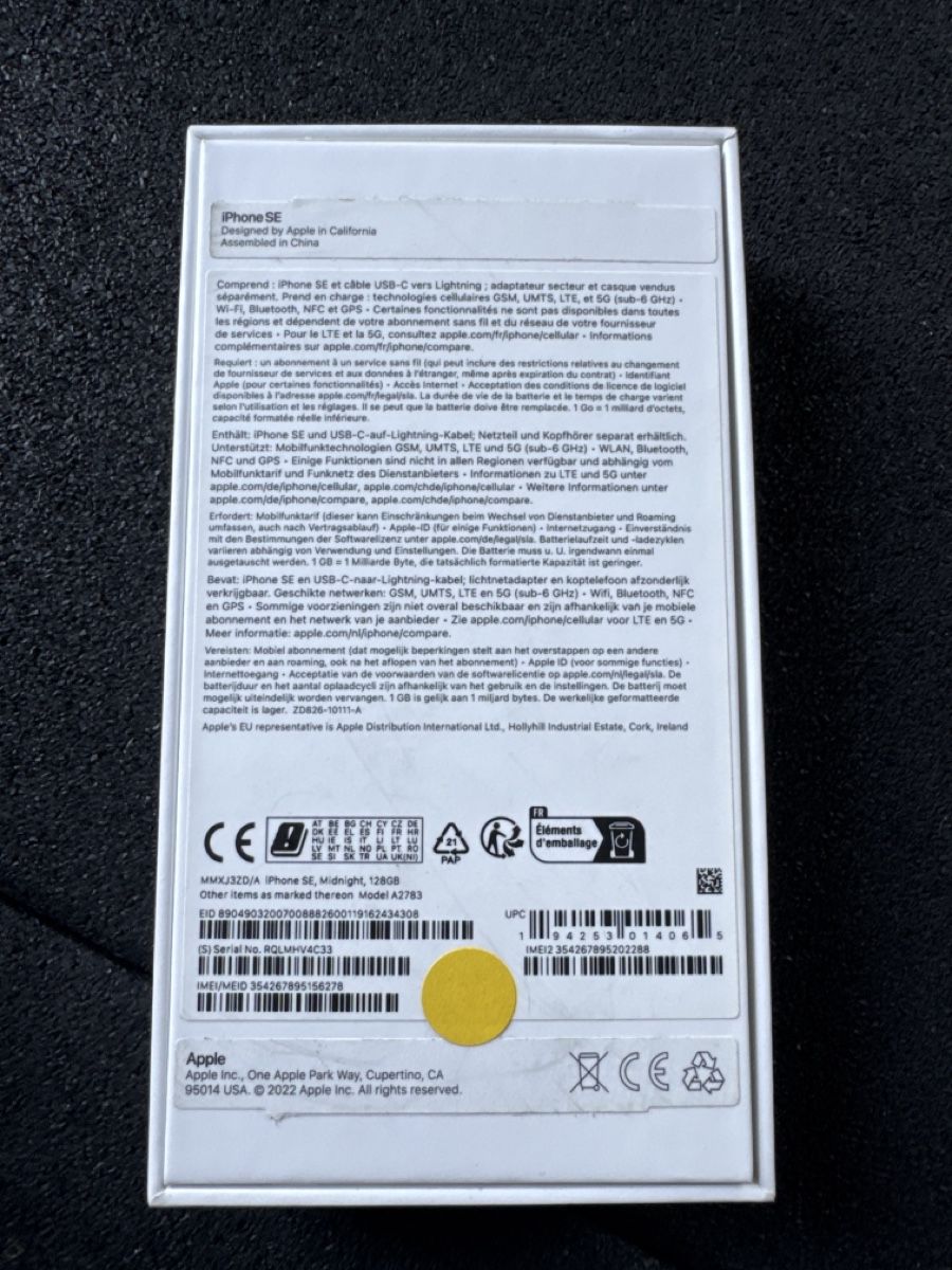 Apple Handys / Smartphones: iPhone SE (3rd gen) 128GB Midnight, endommagé – Gebraucht aus Pâquier-Montbarry von ada_w658 3