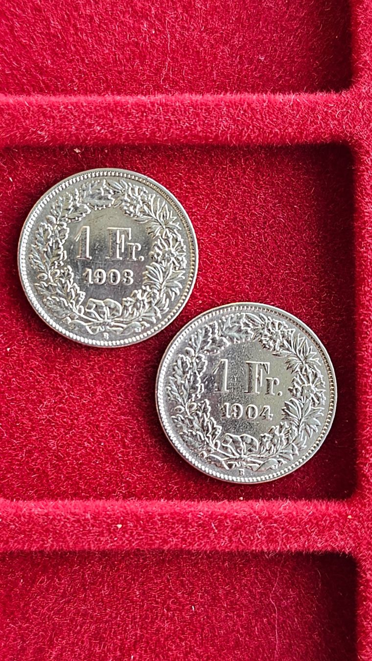 Tutti le monete: 1.-Fr. 1903 + 1904 – Usato da Unterterzen venduto da Speedy076