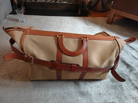 Lanvin weekender tote bag zip inner pockets leather handles