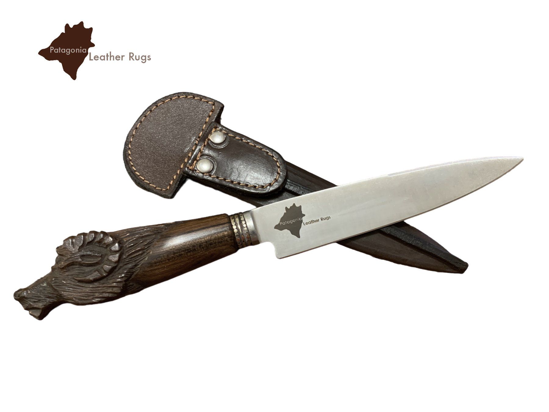 Accessori: Steakmesser mit geschnitztem Holzgriff Ziege – Nuovo e nell'imballaggio originale da Arbedo venduto da patagonialeatherrugs