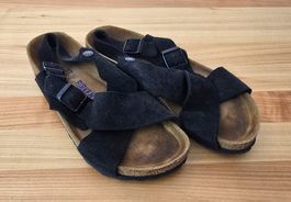 Birkenstock Tulum Sandale Leder schwarz Gr. 37 schmal