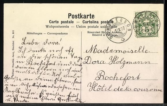 Cartoline postali: AK Dombresson, Vue generale, 1907 – Usato da Berlin venduto da bartko-reher 1