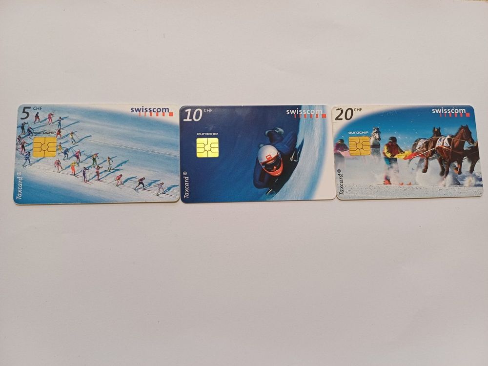 Swisscom Cartes de téléphone: 8x Taxkarten Invacare, Fussball, Wintersport – D'occasion à Walenstadt par emynmuil1 1