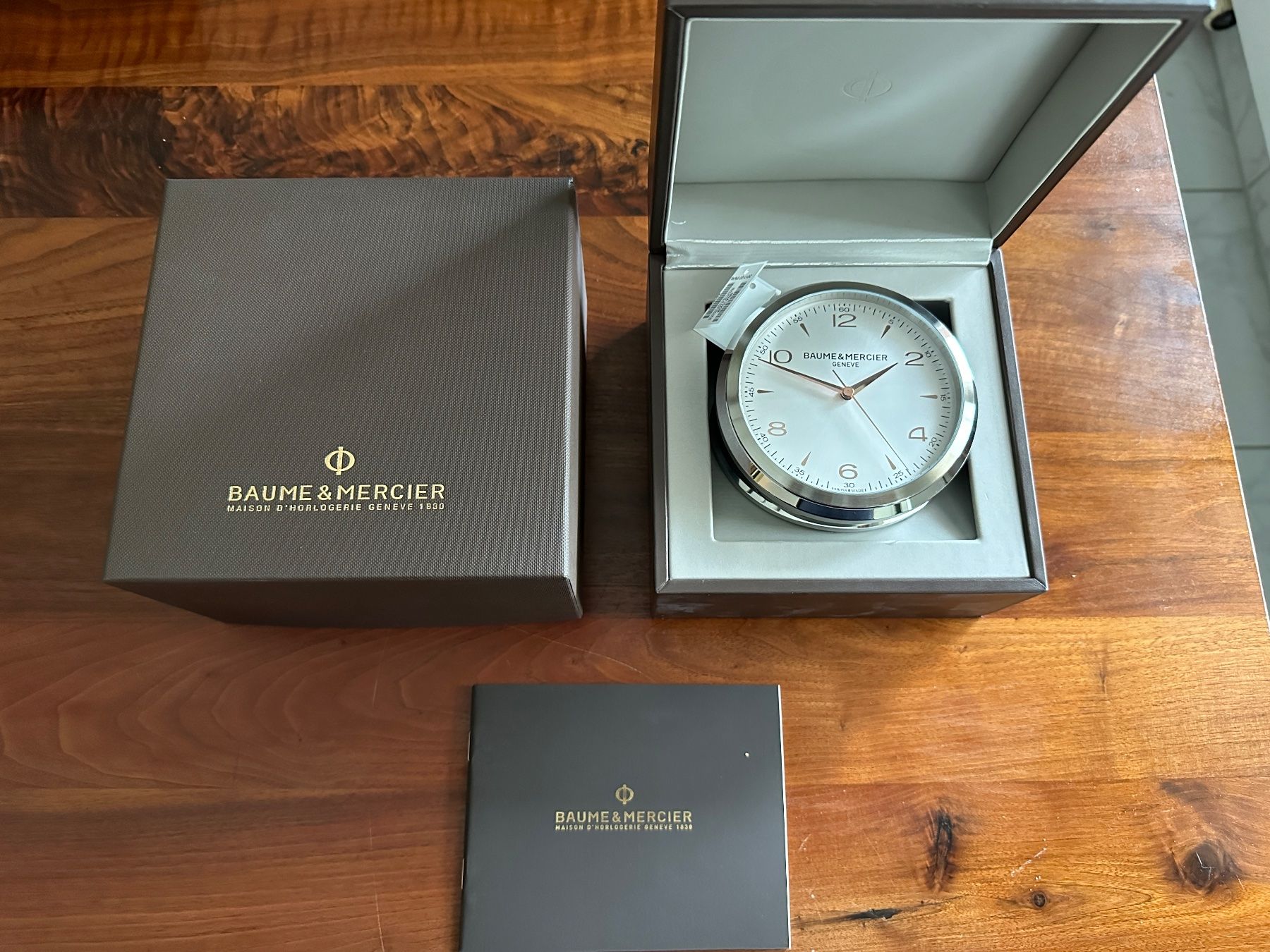 Baume & Mercier Orologi da terra & Orologi da parete: Baume & Mercier Tisch Uhr Edelstahl – Usato da Neunkirch venduto da neunkirch66 6