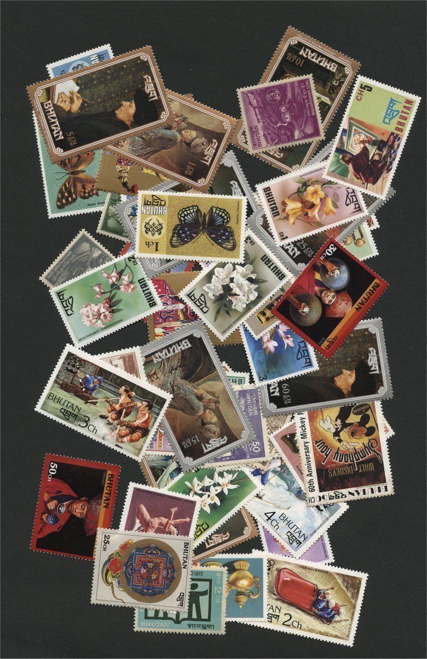 Tutti i francobolli: BHUTAN, 50 VERSCHIEDENE BRIEFMARKEN – Usato da Wetzikon ZH venduto da Philimpex
