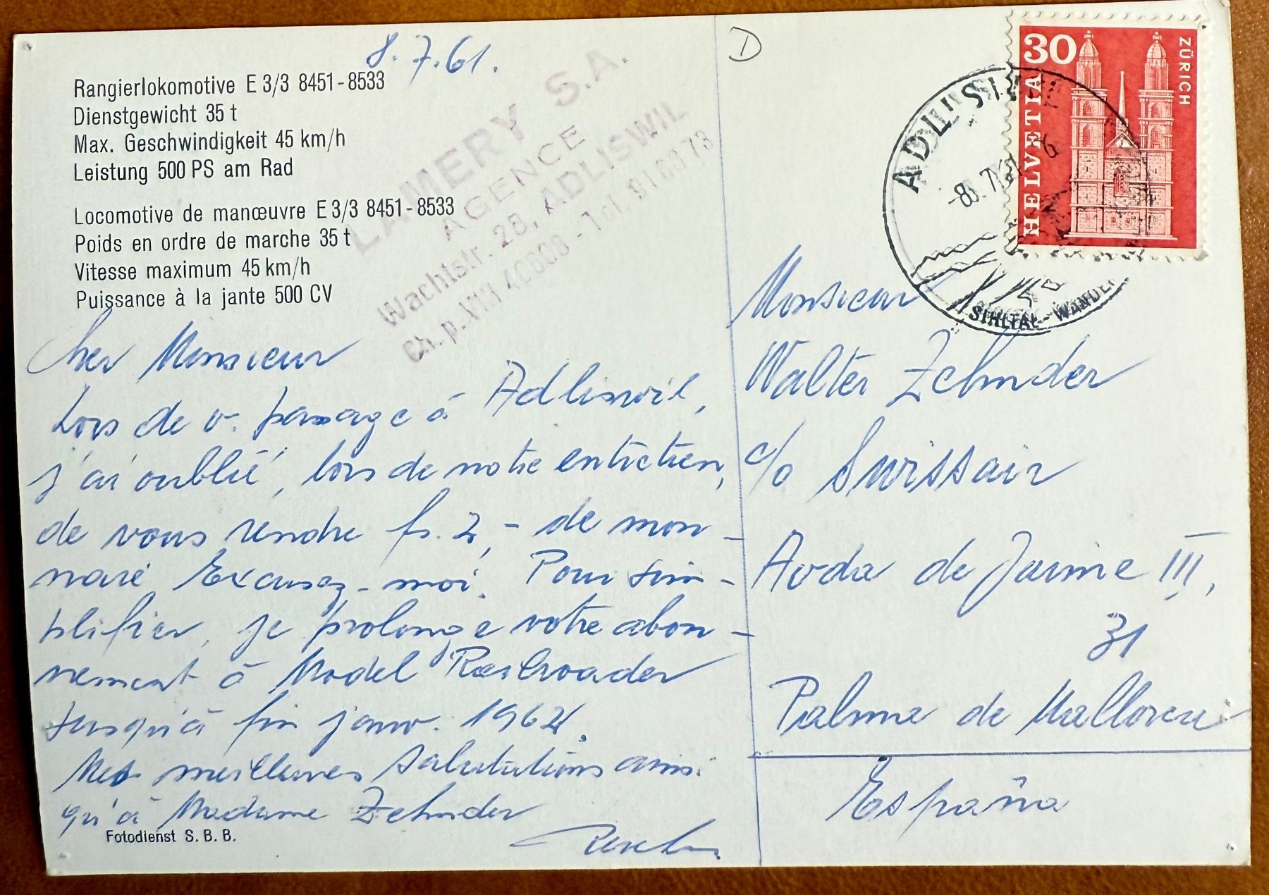 Cartoline postali: Rangierlokomotive E 3/3  8451 - 8533 – Usato da Lutry venduto da Ediego 1