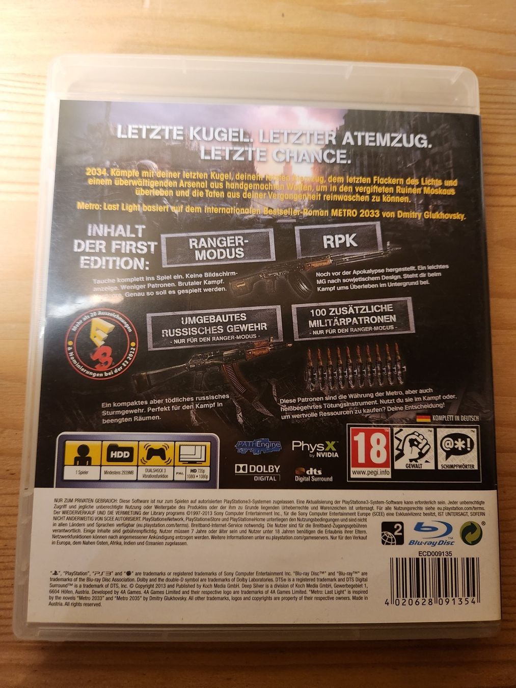 Spiele: PS3 - Metro Last Light - Top Zustand! – Gebraucht aus Kandergrund von BSD83 1