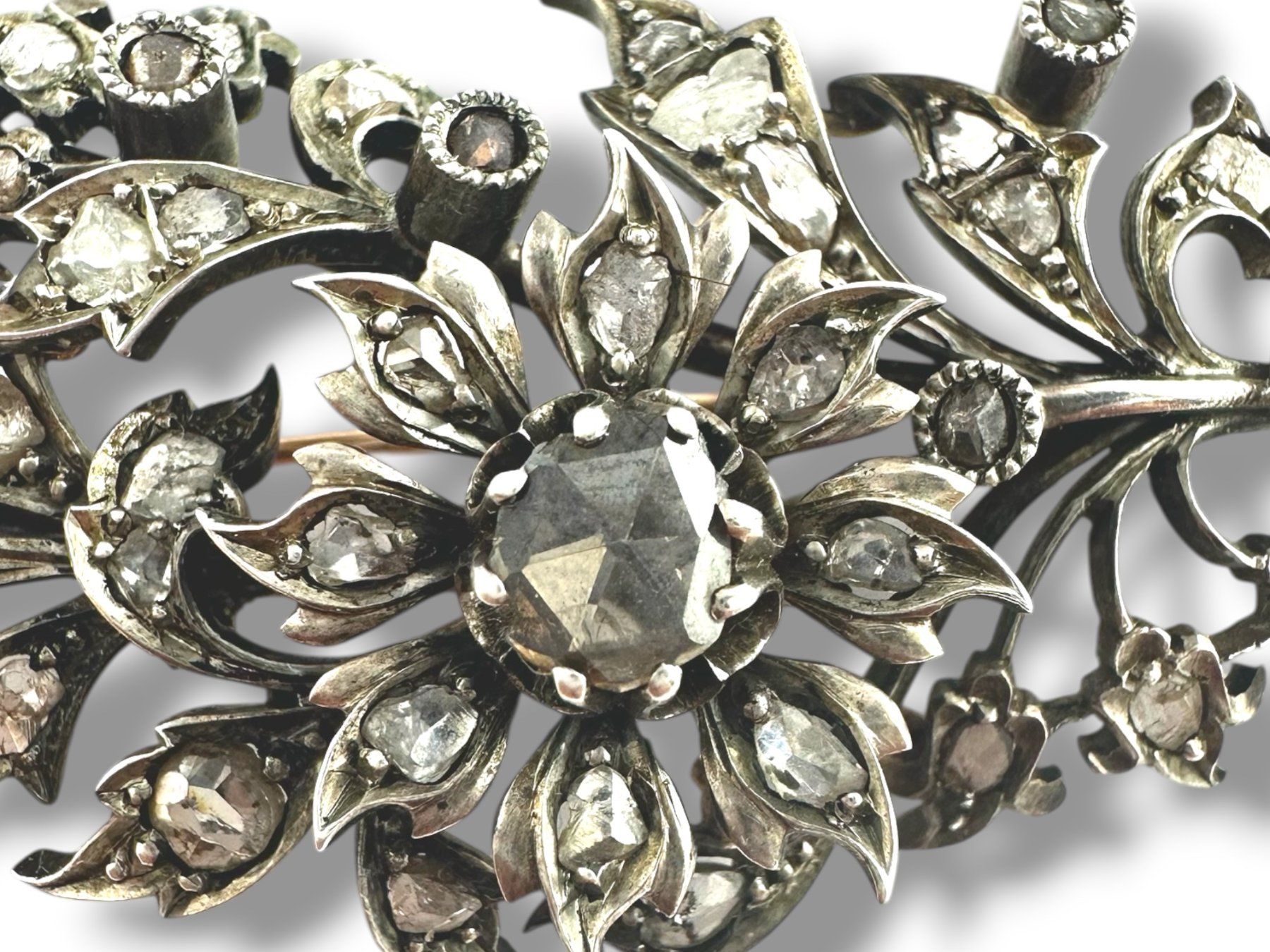 Spille & Fermagli: Antike, grosse Diamant - Brosche um 1880, ca. 2.5 ct – Usato da Zuzwil SG venduto da artimmo 6