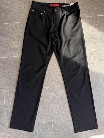 Pierre Cardin Herren Stoff Hose Schwarz Gr. 34/34 Neu!