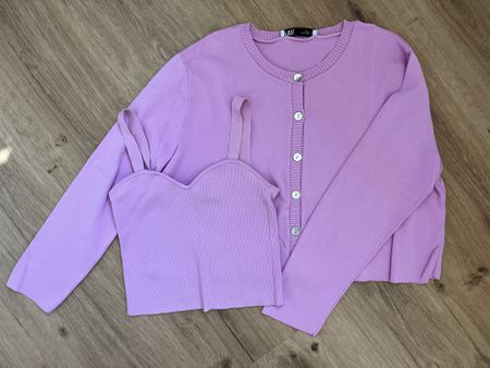Zara Strickset Top und Cardigan rosa Knitwear