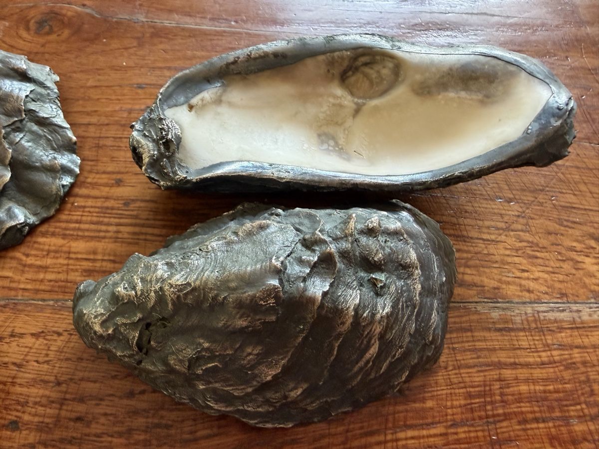 Fossili: 4 Austernschalen mit Silberüberzug antik – Usato da Riedholz venduto da Frettchen63 6