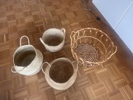 Set aus vier Körben Rattan und Seegras - sehr guter Zustand
