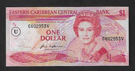 Banconote: Eastern  Caribbeab  1  Dollar  U  Ungebraucht  98% – Nuovo (secondo la descrizione) da Gordola venduto da coinsandnotes