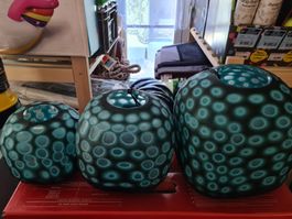 Glasvasen Set 3er blau strukturiert neu und OVP