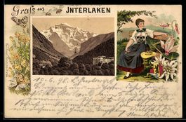 Litho Interlaken, Teilansicht, Bienen u.