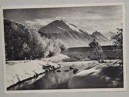 Winterliche Postkarte Inn, Graubünden 1947