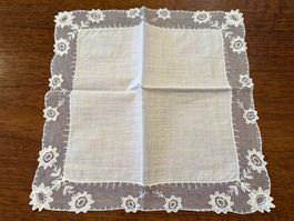 Taschentuch mit Spitze weiss quadratisch gebraucht