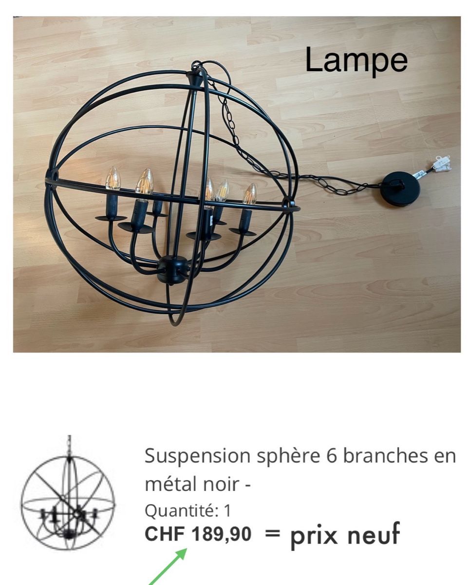 Maisons du monde Lampade: Lampe suspendue - Lustre design – Usato da Sonceboz-Sombeval venduto da sabrina27