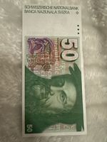 50 Franken Note Konrad Gessner Eule unzirkuliert