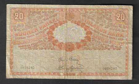 Banconote: Finland  20  Pankki  Gebraucht – Usato da Gordola venduto da coinsandnotes