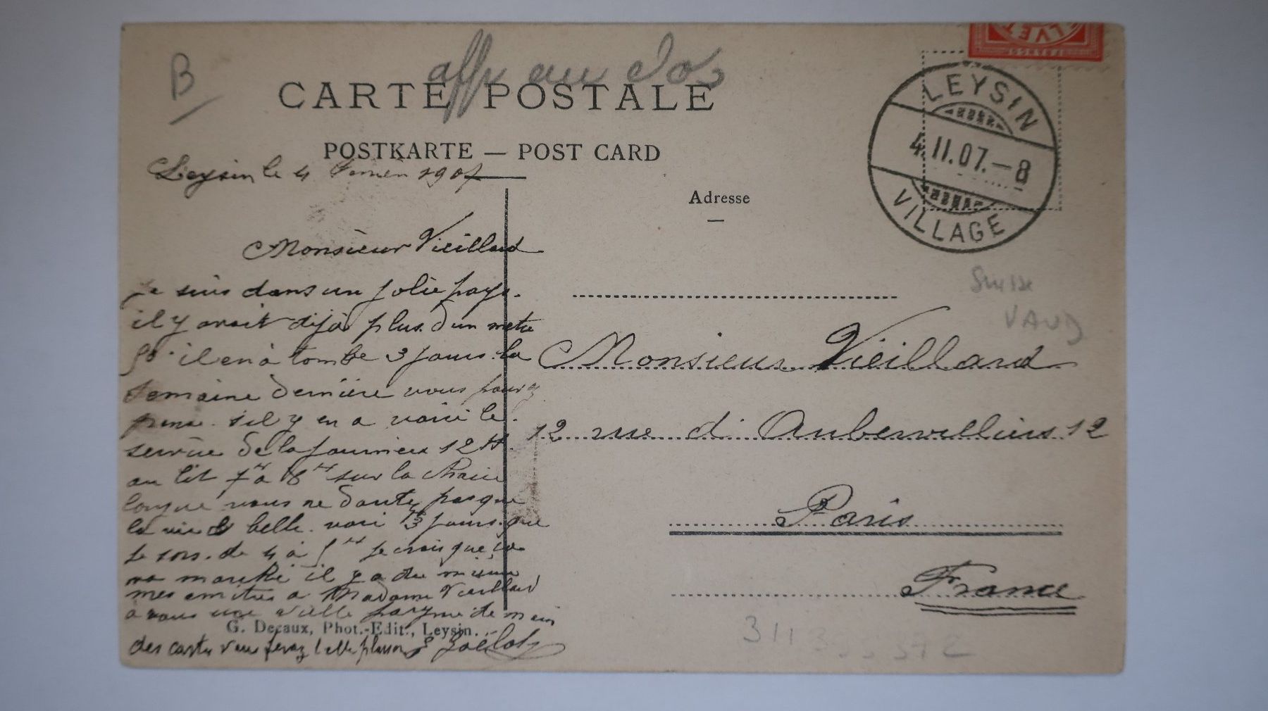Cartoline postali: Leysin et la Dent du Midi 1907 – Usato da Cormoret venduto da Pascalll2001 3