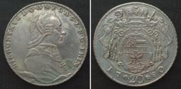 SALZBURG 20 Kreuzer 1780 HIERONYMUS VON COLLOREDO vz+