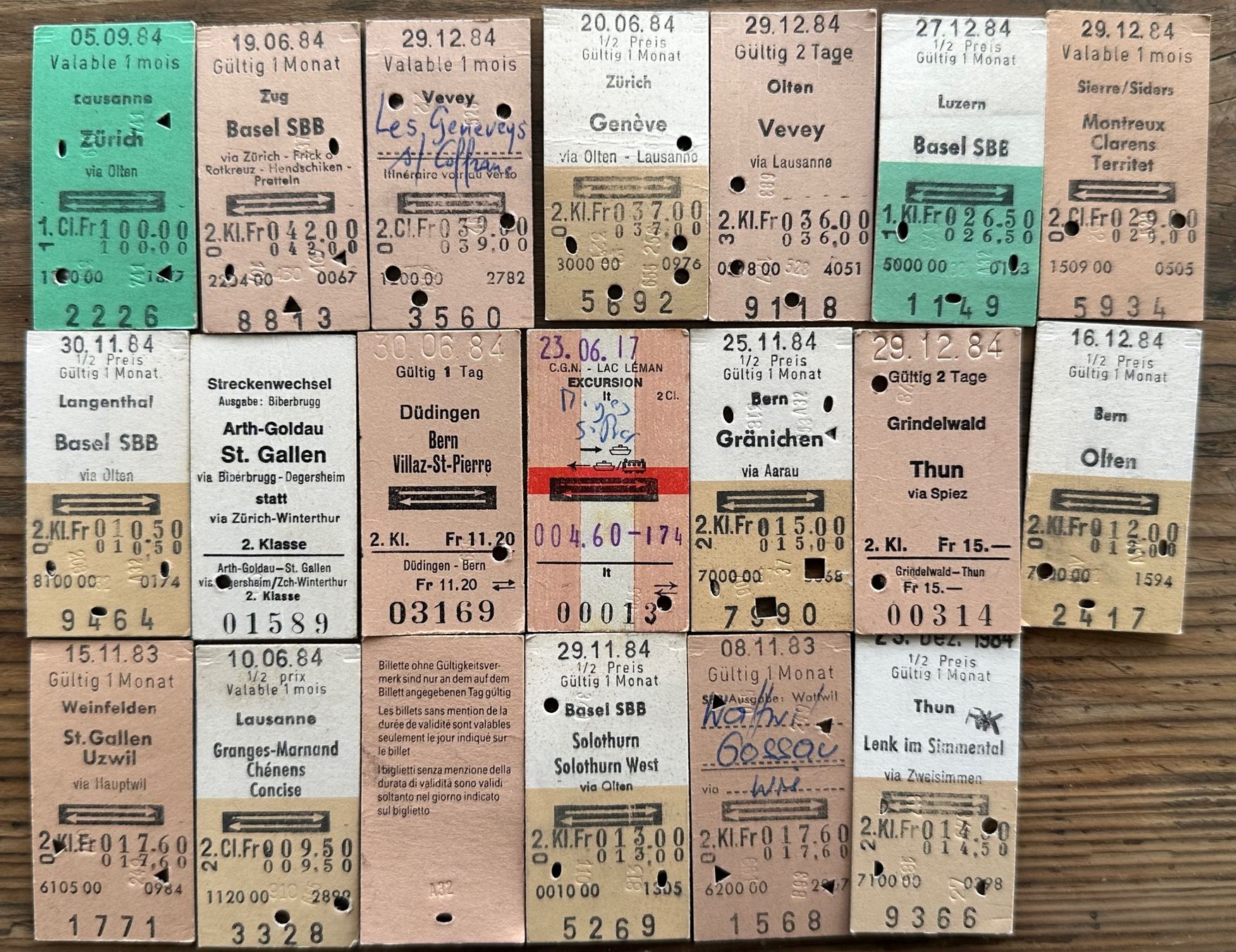Billets: 20 Top Billette, SBB, Tickets Edmondsche Kartonbillette – D'occasion à Seltisberg par quadartswiss