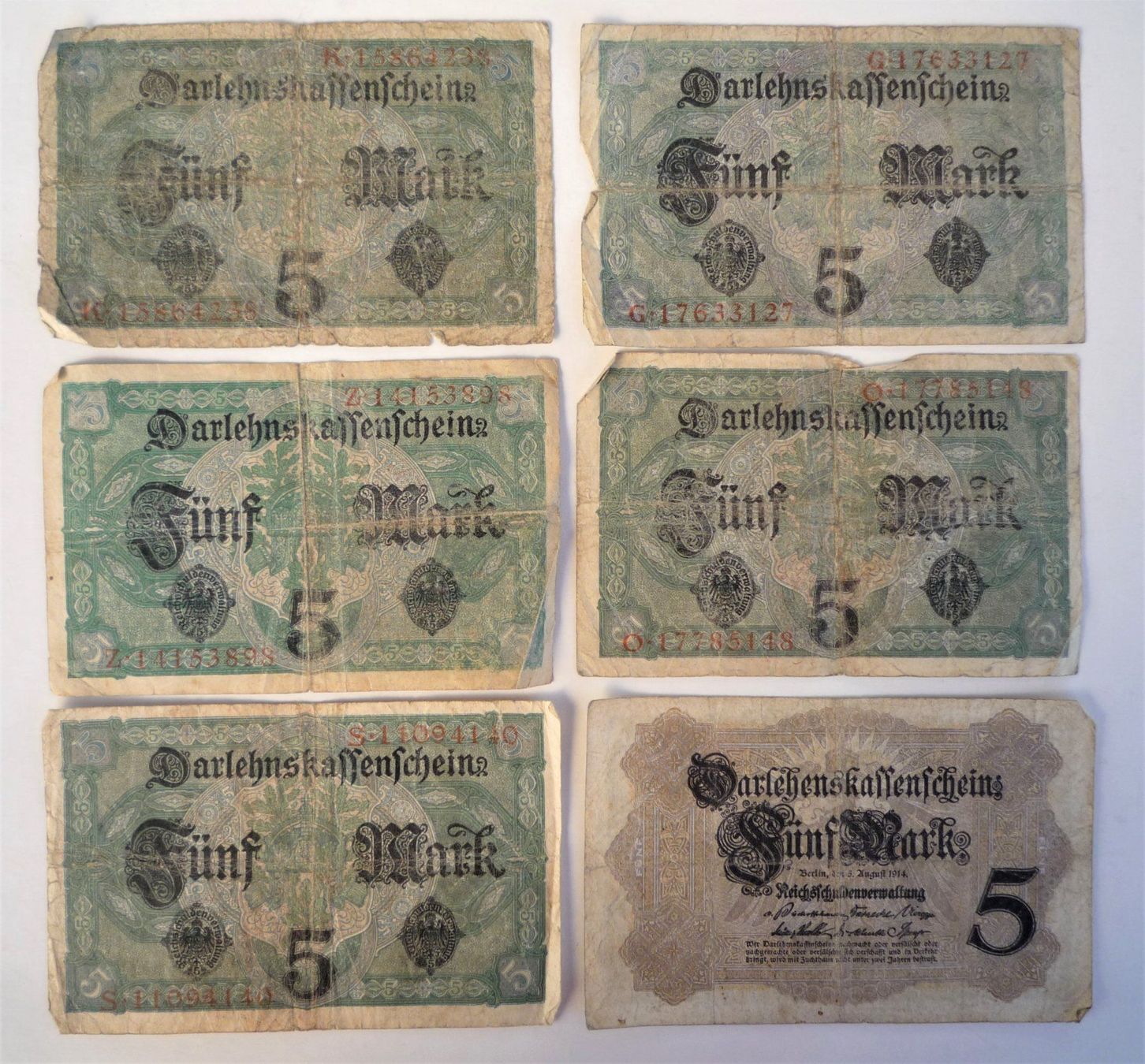 Banconote: 6 x 5 Mark Darlehenskassenschein – Usato da Rafz venduto da Sonnenblume305 1