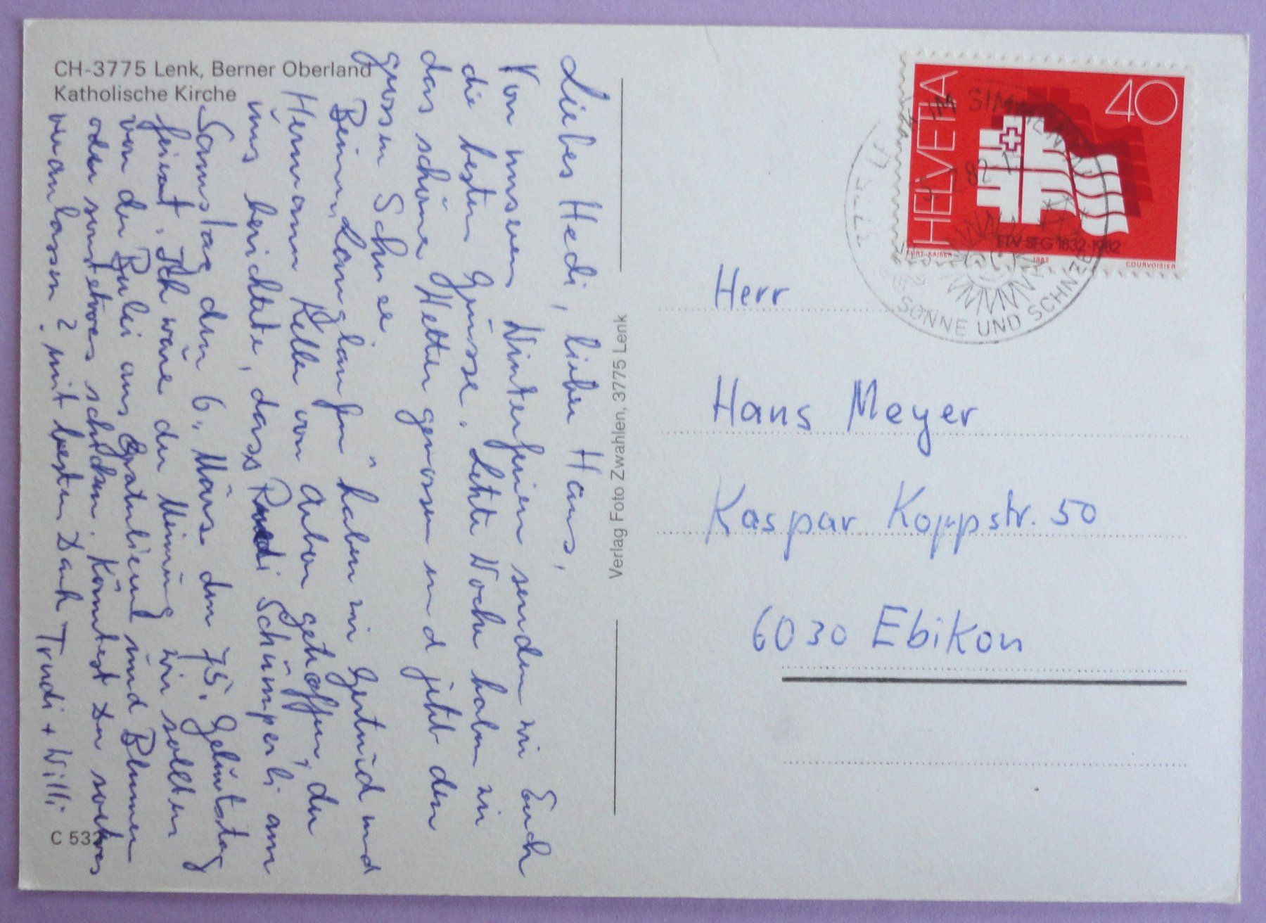 Cartes postales: Lenk, B.O., Kath. Kirche – D'occasion à Fétigny par Billy2miny 1