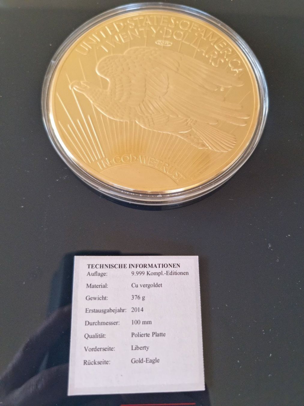 Medaillen: 1933 Gold Double Eagle/ Vergoldete Nachbildung – Neu und originalverpackt aus Stäfa von ener70 1