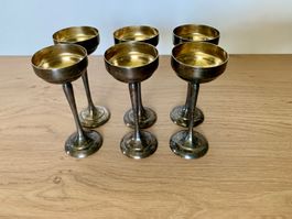 6 wunderschöne alte Schnappsgläsli aus Alpaka Silber