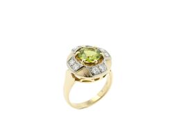 Vintage Peridot Brillant Ring 18K Gelbgold *S3913