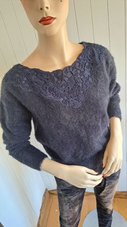 NOËLA Übergangspullover Shaggy Pullover Spitze Pulli S 36