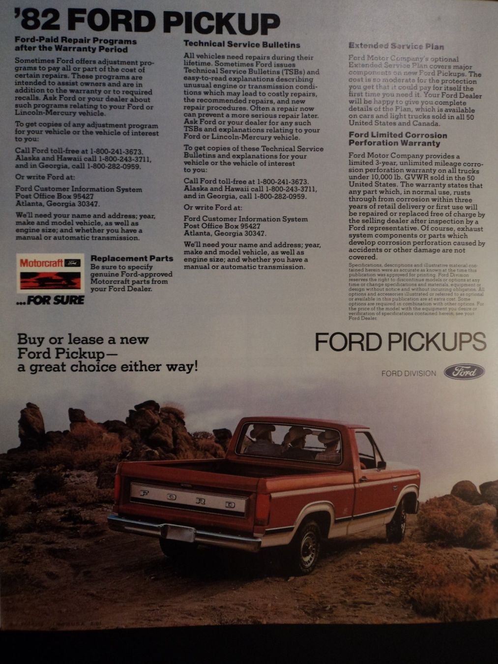 Ford Documenti: Prospekt Ford Pickups F-Series  1982 – Usato da Schwarzenburg venduto da modelCARama 9
